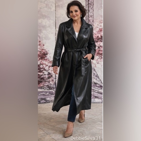 VINTAGE/CLASSIC  ANN TAYLOR GENUINE LEATHER FULL LENGTH COAT - Picture 6 of 13